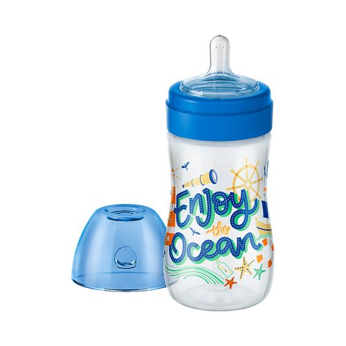 Mamadeira Lillo Super Evolution Divertida 300ml Silicone Azul