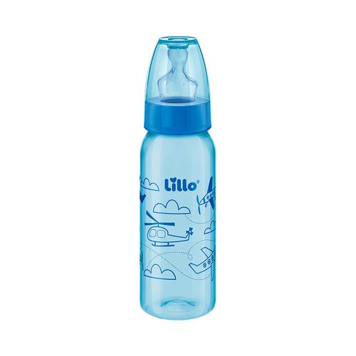 Mamadeira Lillo Divertida 240ml Tamanho 2 Silicone Bico Anatômico Azul