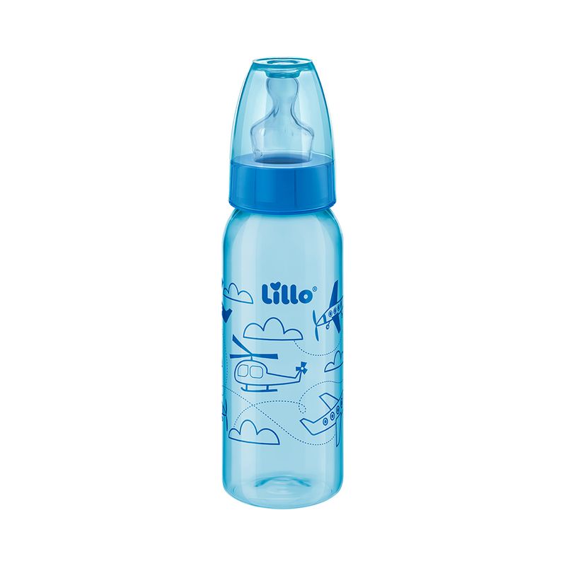 Mamadeira-Lillo-Divertida-240ml-Tamanho-2-Silicone-Bico-Anatomico-Azul