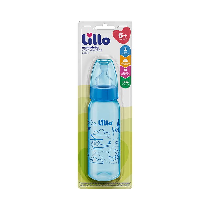 Mamadeira-Lillo-Divertida-240ml-Tamanho-2-Silicone-Bico-Anatomico-Azul