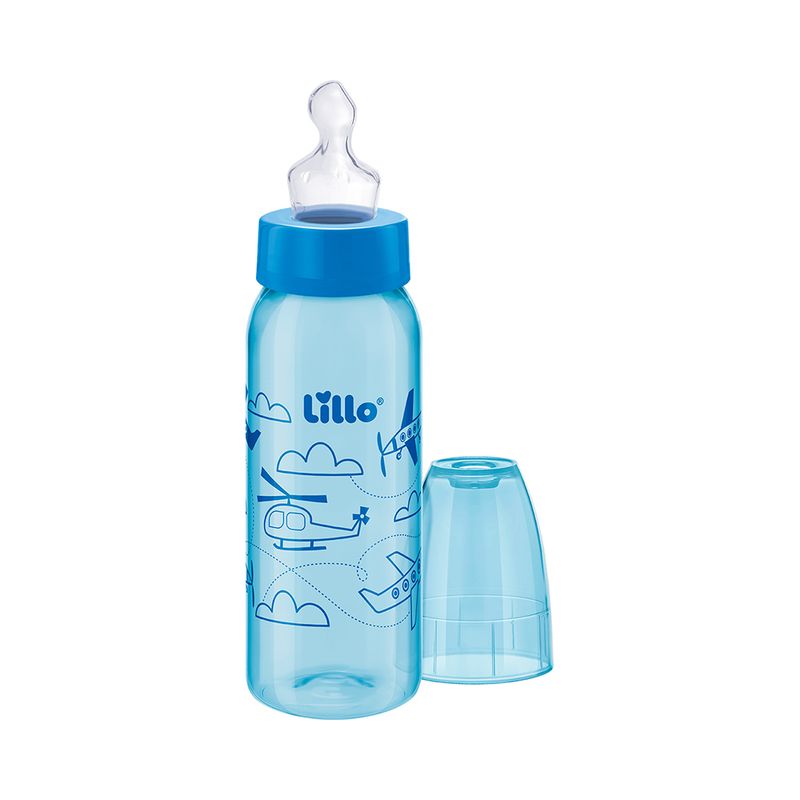 Mamadeira-Lillo-Divertida-240ml-Tamanho-2-Silicone-Bico-Anatomico-Azul