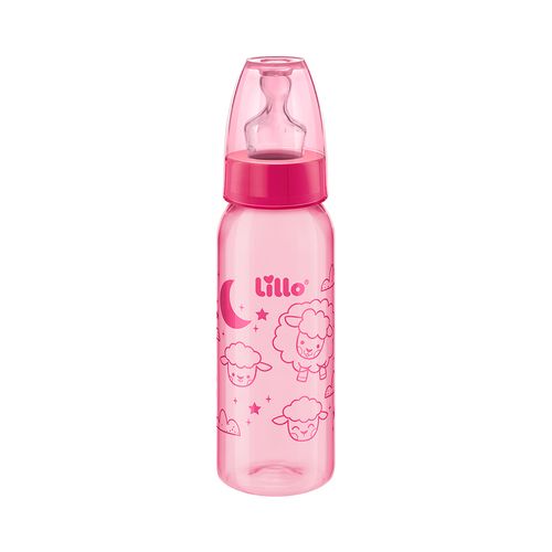 Mamadeira Lillo Divertida 240ml Tamanho 2 Silicone Bico Anatômico Rosa