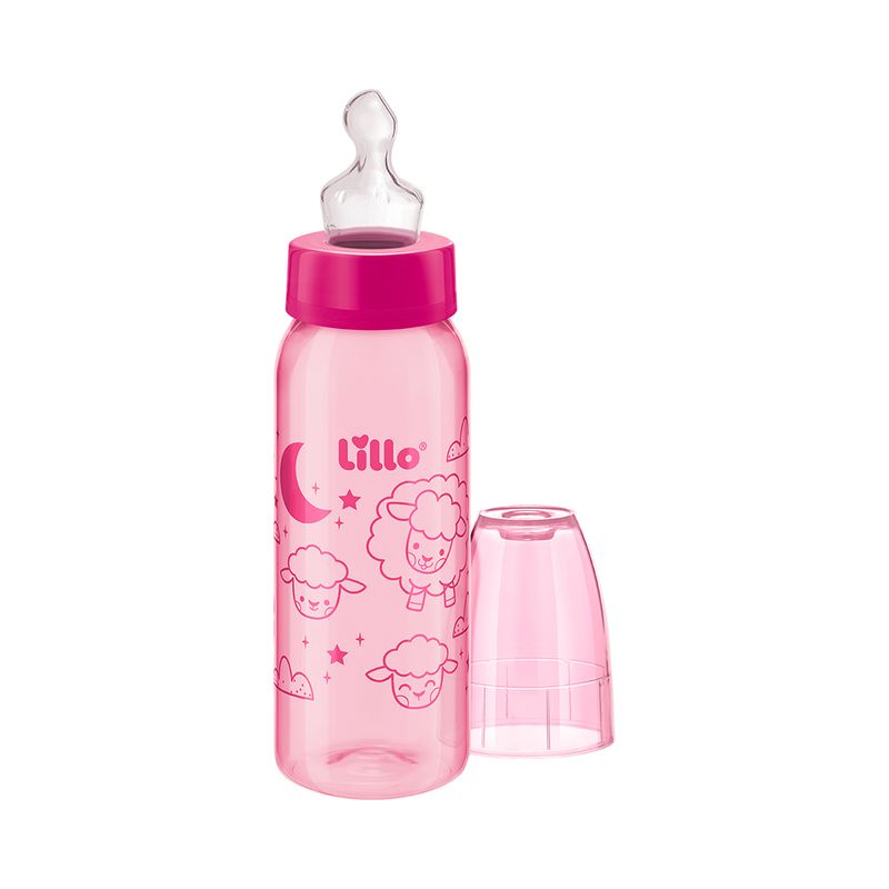 Mamadeira-Lillo-Divertida-240ml-Tamanho-2-Silicone-Bico-Anatomico-Rosa