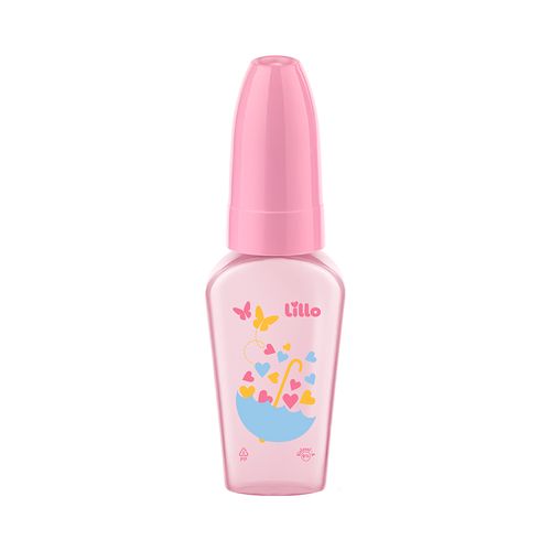 Mamadeira Lillo Chuquinha Primeiros Passos 50ml Bico Redondo Silicone Rosa