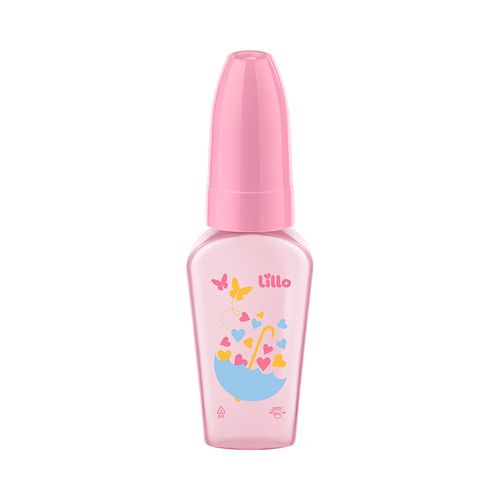 Mamadeira Lillo Chuquinha Primeiros Passos 50ml Bico Redondo Silicone Rosa