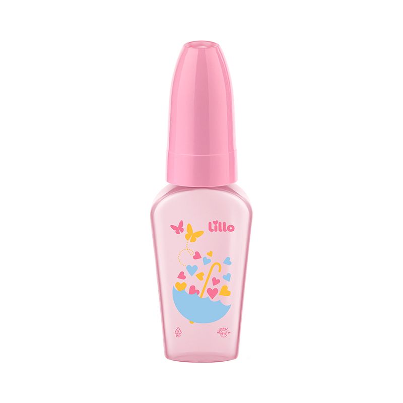 Mamadeira-Lillo-Chuquinha-Primeiros-Passos-50ml-Bico-Redondo-Silicone-Rosa