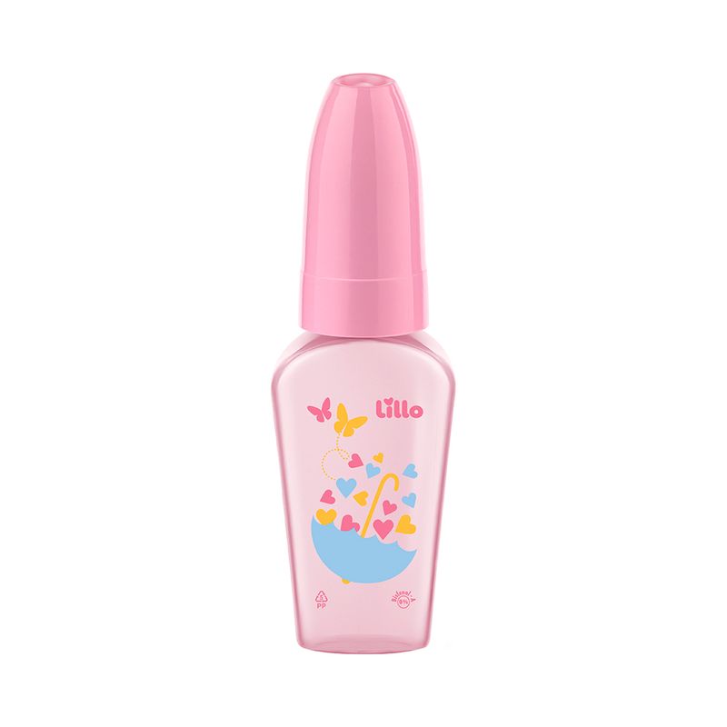 Mamadeira-Lillo-Chuquinha-Primeiros-Passos-50ml-Bico-Redondo-Silicone-Rosa