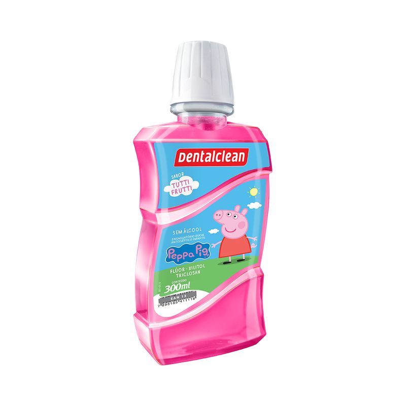 Enxaguatorio-Bucal-Antisseptico-Infantil-Dentalclean-Peppa-300ml-Tutti-Frutti