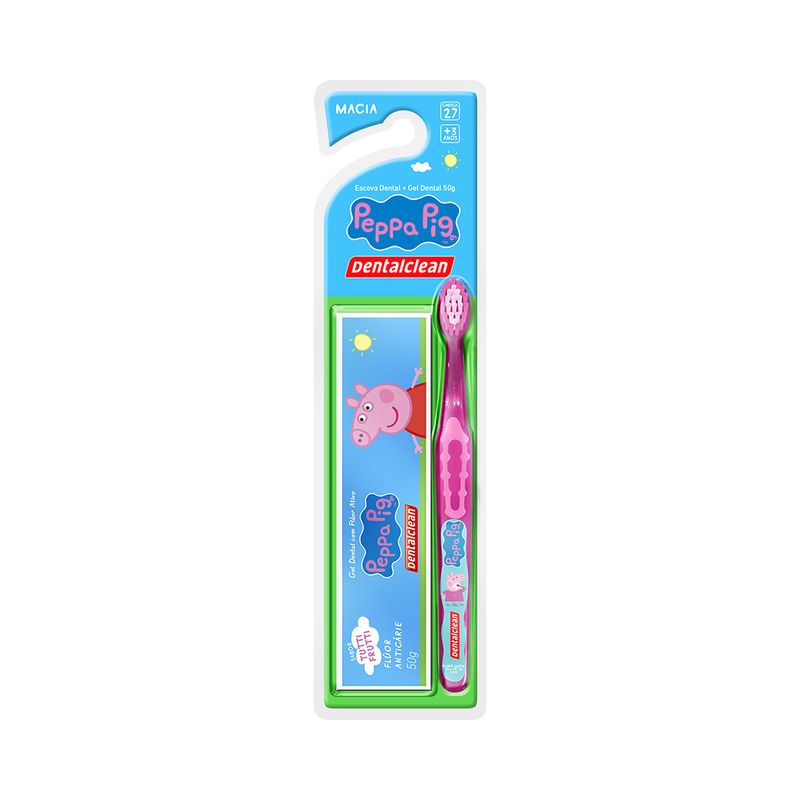 Kit Escova Dental Dentalclean Peppa -Escova Dental - Gel Dental 50g-