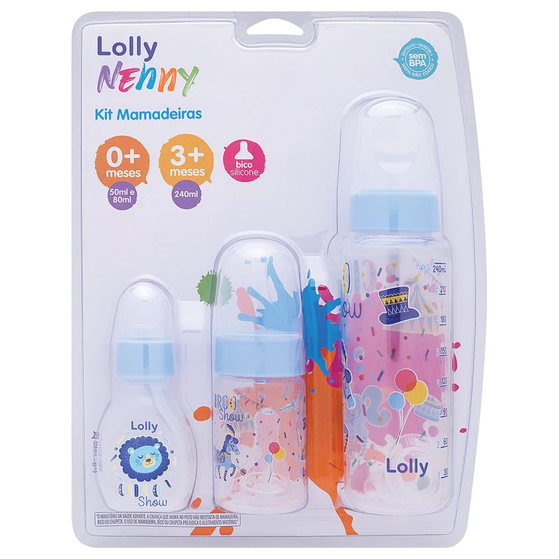 Kit-3-Mamadeiras-Lolly-Baby-Tip--240ml---150ml---50ml--Azul