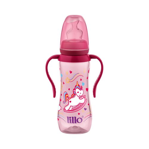 Mamadeira Lillo Sonho Com Alça 240ml Bico Anatômico Rosa