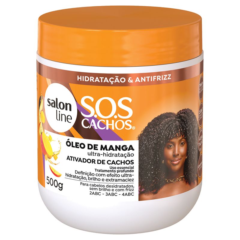 Ativador De Cachos Umidificador Salon Line Sos Cachos Oleo De Manga 500g