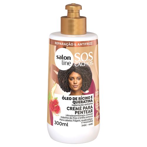 Creme Para Pentear Salon Line Sos Cachos 5em1 Rícino E Queratina 300ml