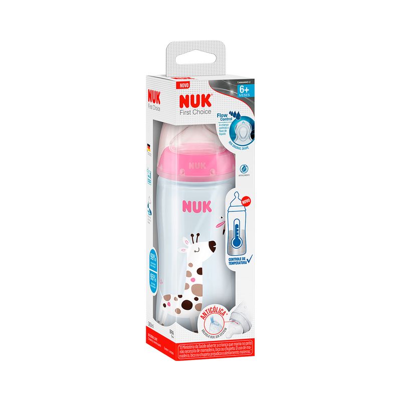 Mamadeira Nuk First Choice Controle De Temperatura 360ml Tamanho 2 Girl