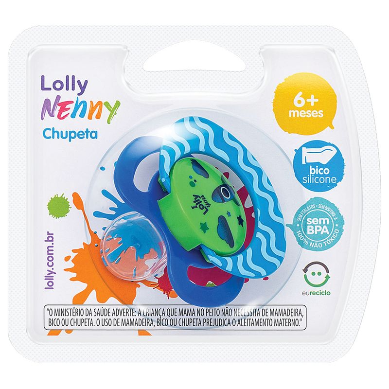 Chupeta-Lolly-Baby-Viva-Tamanho-2-Silicone-Bico-Ortodontico-Azul-Blister