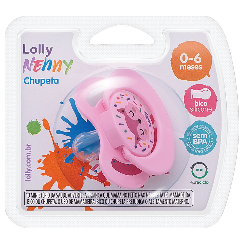 Chupeta-Lolly-Baby-Tip-Tamanho-1-Silicone-Bico-Redondo-Rosa-Blister