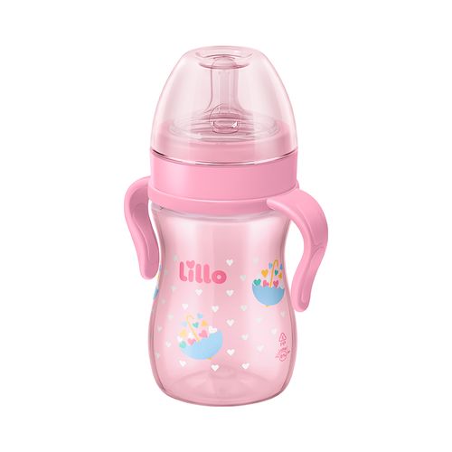 Mamadeira Lillo Super Evolution Primeiros Passos Com Alça 240ml Rosa