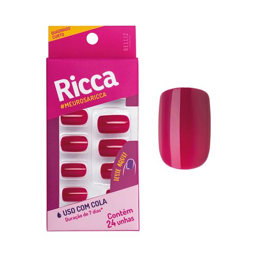 Unhas Ricca Rosa Sexy Com 24 Unidades - 1989