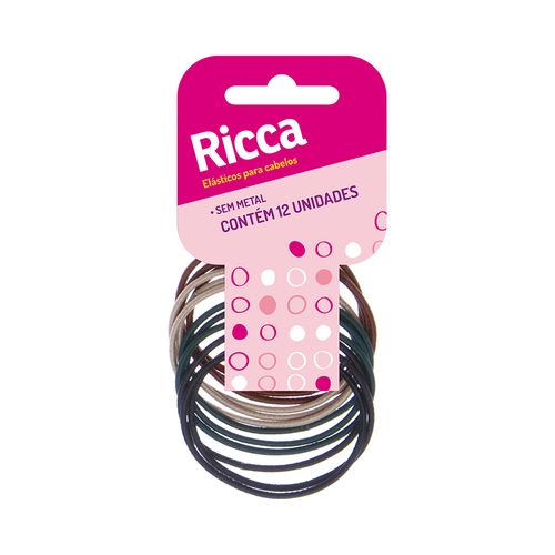 Elástico Para Cabelo Ricca Sem Metal 2mm Com 12 Unidades - 890