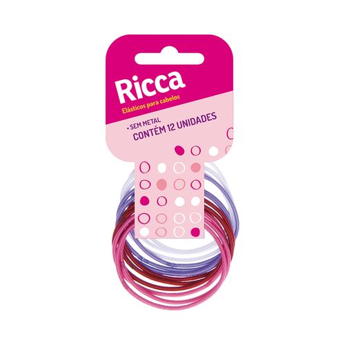 Elástico Para Cabelo Ricca Colors Sem Metal 2mm Com 12 Unidades - 891