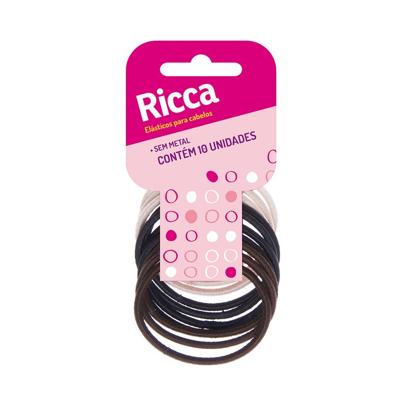Elastico Para Cabelo Ricca Sem Metal 3mm Com 10 Unidades - 892