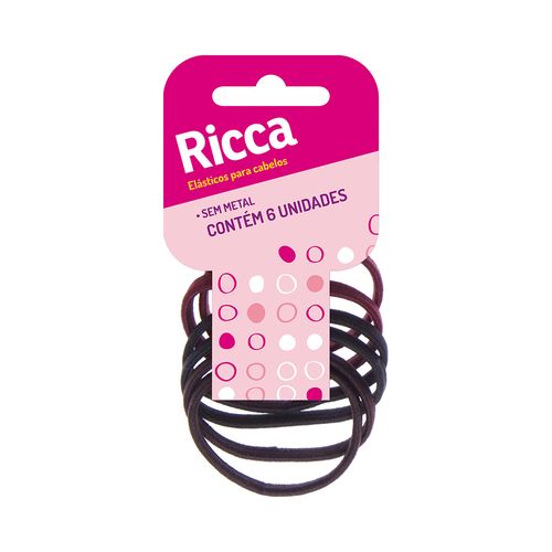 Elástico Para Cabelo Ricca Sem Metal 6mm Com 6 Unidades - 896