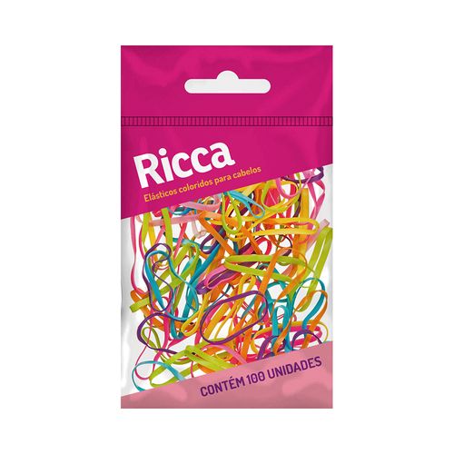 Elásticos Coloridos Para Cabelo Ricca Com 100 Unidades - 3341