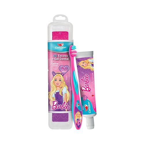 Estojo Infantil Condor Barbie 8370 (Escova Dental + Gel Dental 50g) Kids+