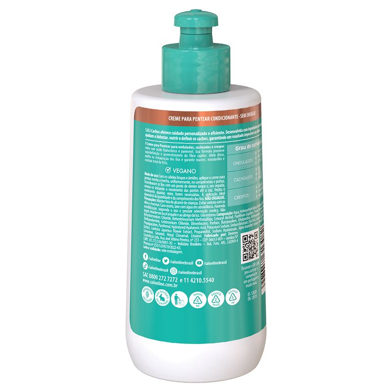 Creme Para Pentear Salon Line Sos Acido Hialuronico 300ml