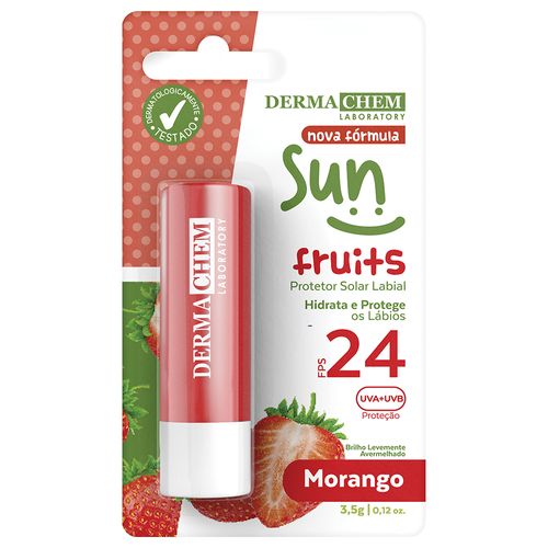 Protetor Labial Dermachem Sun Frutis Morango FPS 24 3,5g