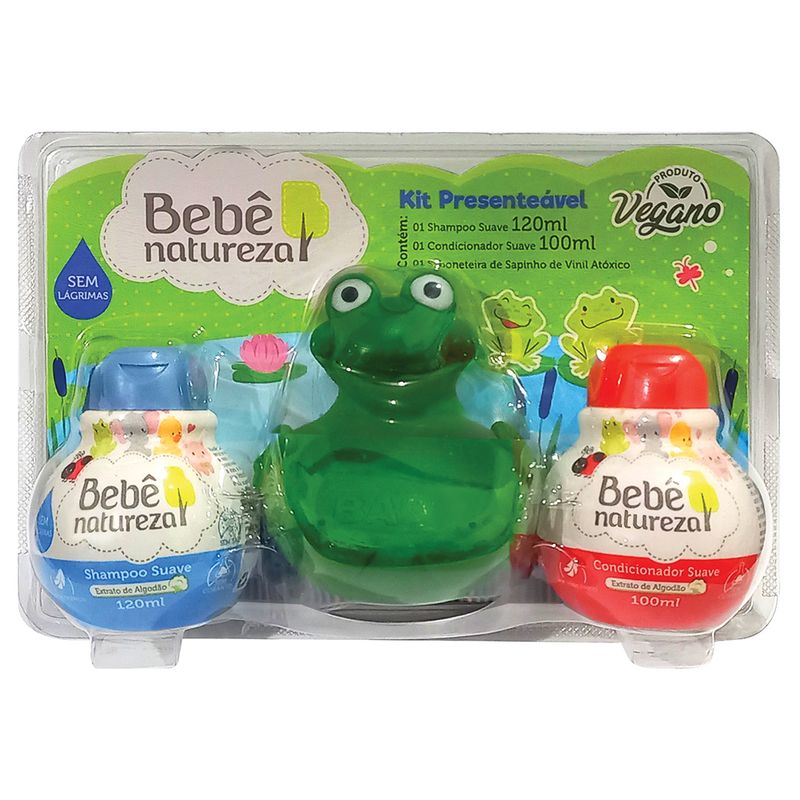 Kit-Bebe-Natureza-Meu-Sapinho--Shampoo-120ml---Condicionador-100ml---Saboneteira-50g-