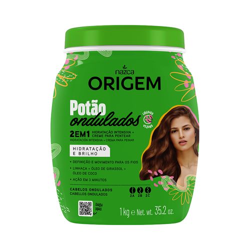 Creme De Hidratação Intensiva + Creme Para Pentear 2em1 Nazca Origem Potão Ondulados 1kg