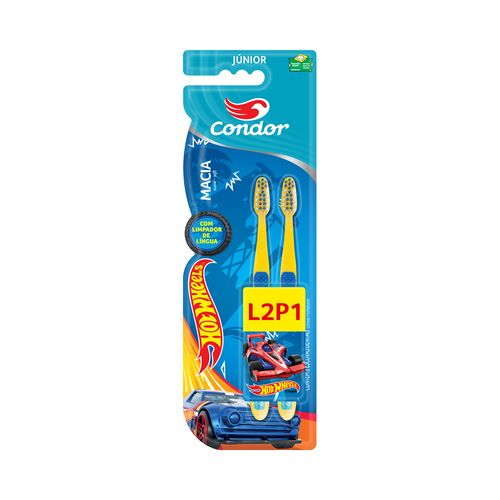 Kit Escova Dental Júnior Leve 2 Pague 1 Hot Wheels Macia - 8260-0