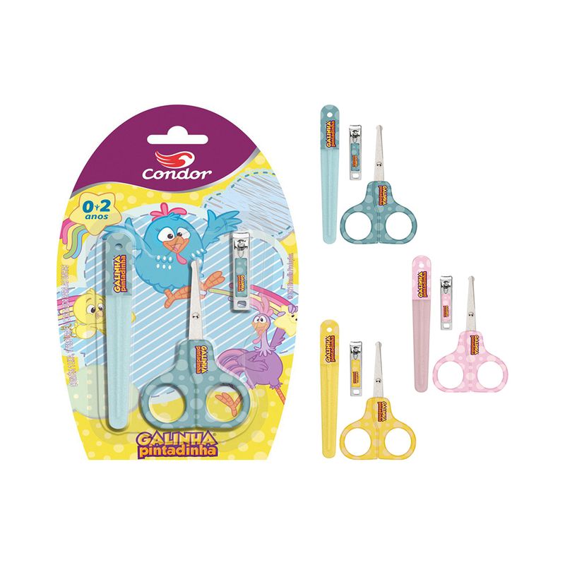 Kit-Galinha-Pintadinha--Tesoura---Cortador-de-Unhas---Lixa----6778