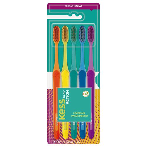 Escova Dental Kess Basic Action 5 Unidades