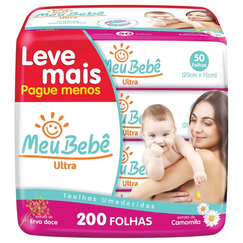 Toalha Umedecida Meu Bebe Soft Com 200 Unidades