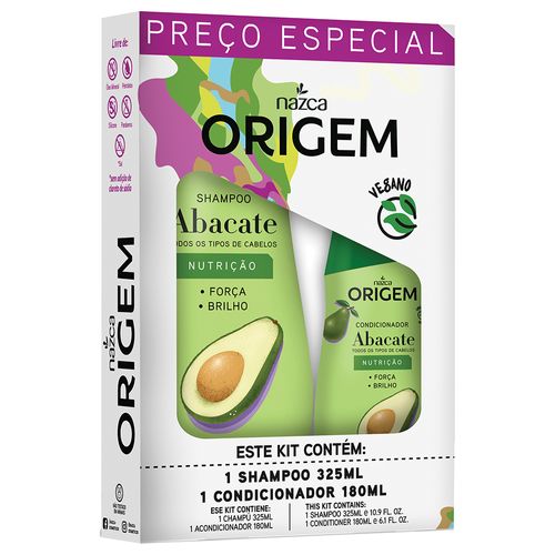 Kit Nazca Origem Abacate (Shampoo 325 ml + condicionador 180 ml)