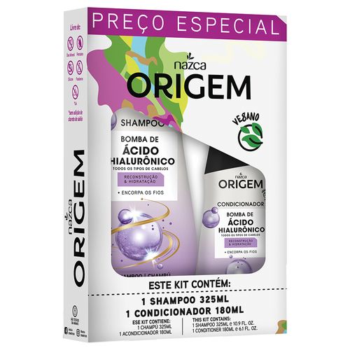 Kit Nazca Origem Ácido Hialurônico (Shampoo 325 ml + condicionador 180 ml)