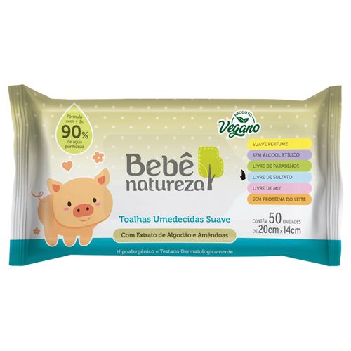 Toalha Umedecida Bebe Natureza Suave 50 Unidades