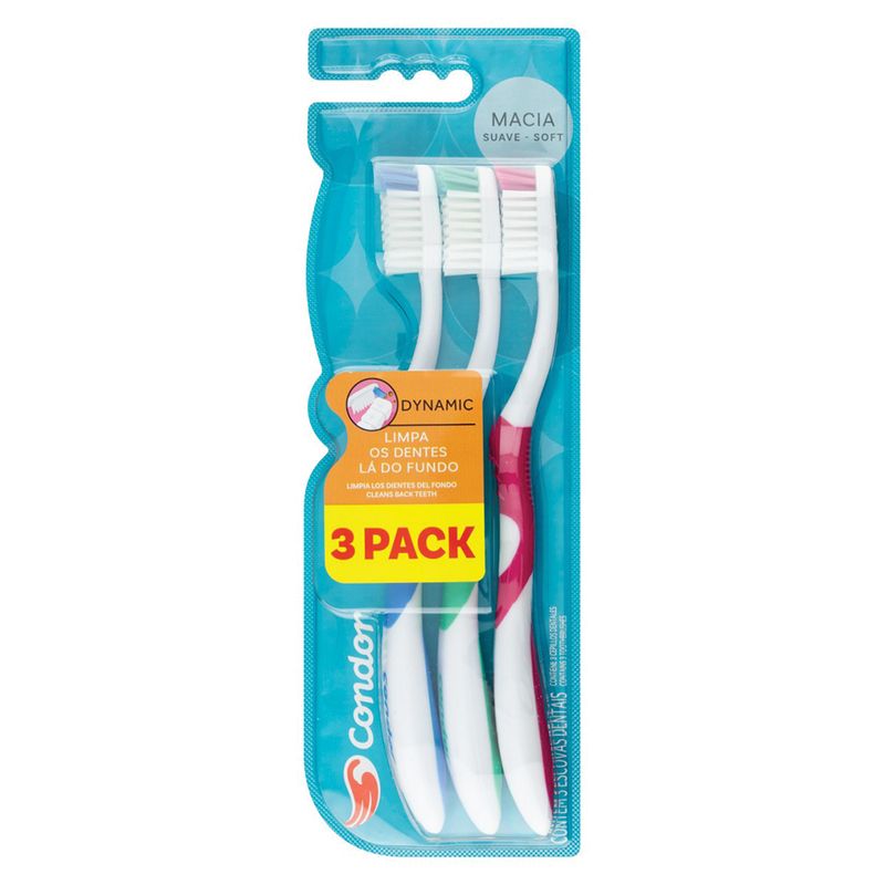Escova Dental Condor Dynamic Com 3 Unidades