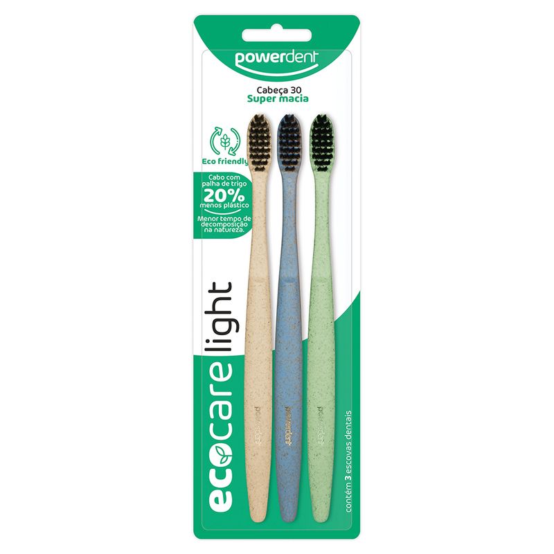 Escova Dental Powerdent Eco Light 3 Unidades