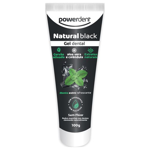 Gel Dental Powerdent Natural Black 100g