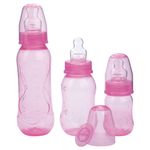 Kit 3 Mamadeiras Aquarela Ortodontica Rosa Kuka