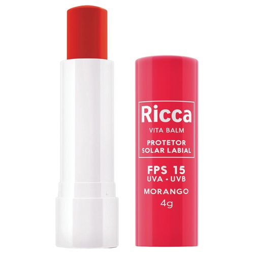 Protetor Labial Ricca de Morango FPS 15 com Blister