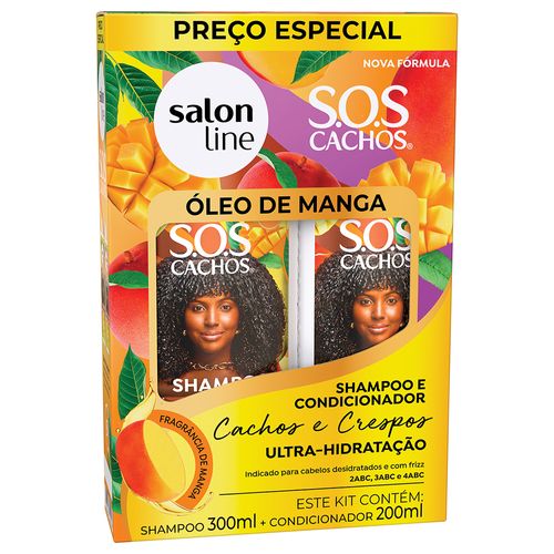 Kit Salon Line S.O.S Cachos Óleo de Manga (Shampoo+ Condicionador) Ultra- Hidratação Cachos e Crespos