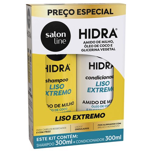 Kit Hidra Super Liso Salon Line Alinhamento E Zero Frizz (Shampoo + Condicionador) 300ml