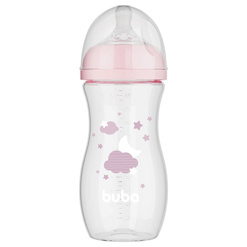 Mamadeira-Buba-Easy-Flow-330ml-Nuvem-Rosa