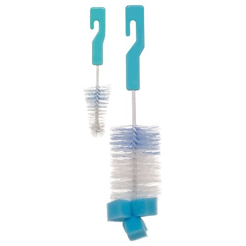 Kit Escova Limpeza Buba Mamadeira Bico Com Esponja Azul