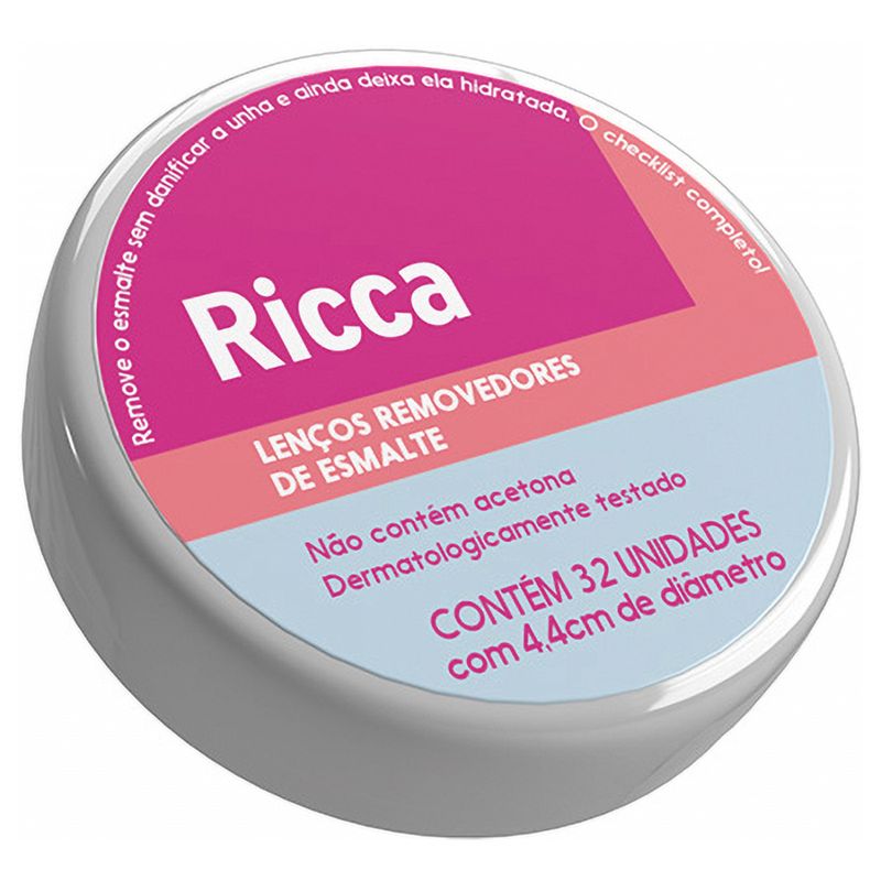 Lenco Umedecido Ricca Removedor de Esmalte 32 Unidades