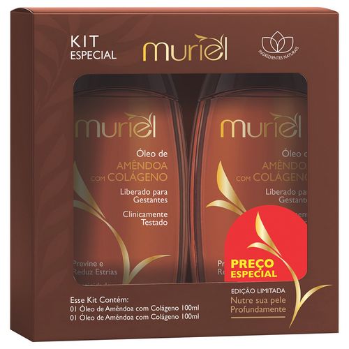 Kit 2 Óleos Corporais Amêndoa Com Colágeno Muriel